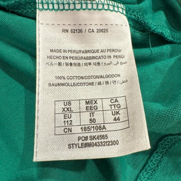 Guess Shirt Mens 2XL Green V-Neck Short Sleeve 100% Cotton Casual Tee Basic - Picture 7 of 7